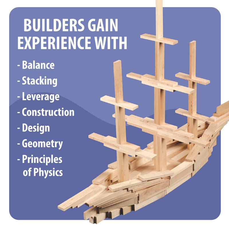 MindWare KEVA Maple 200 Plank Wooden Building Blocks Set - Free-Form 3D Structure Building Set for Kids - Image 4